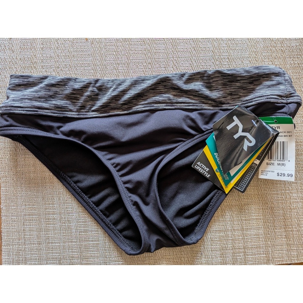 TYR Durafast Elite Women's Classic Full Coverage Bikini Bottom Black Medium (8)